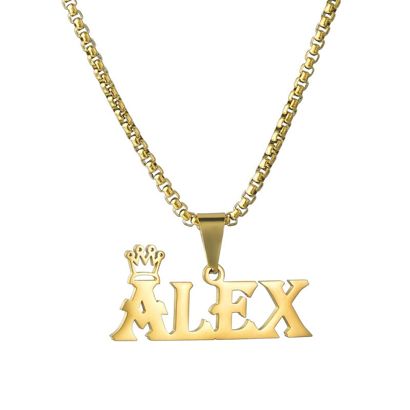 Custom Name Necklace Custom Jewelry Stainless Steel Personalized Crown
