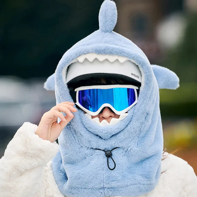 Cartoon Shark Ski Helmet Cover Winter Warm Comfortable Soft Fleece